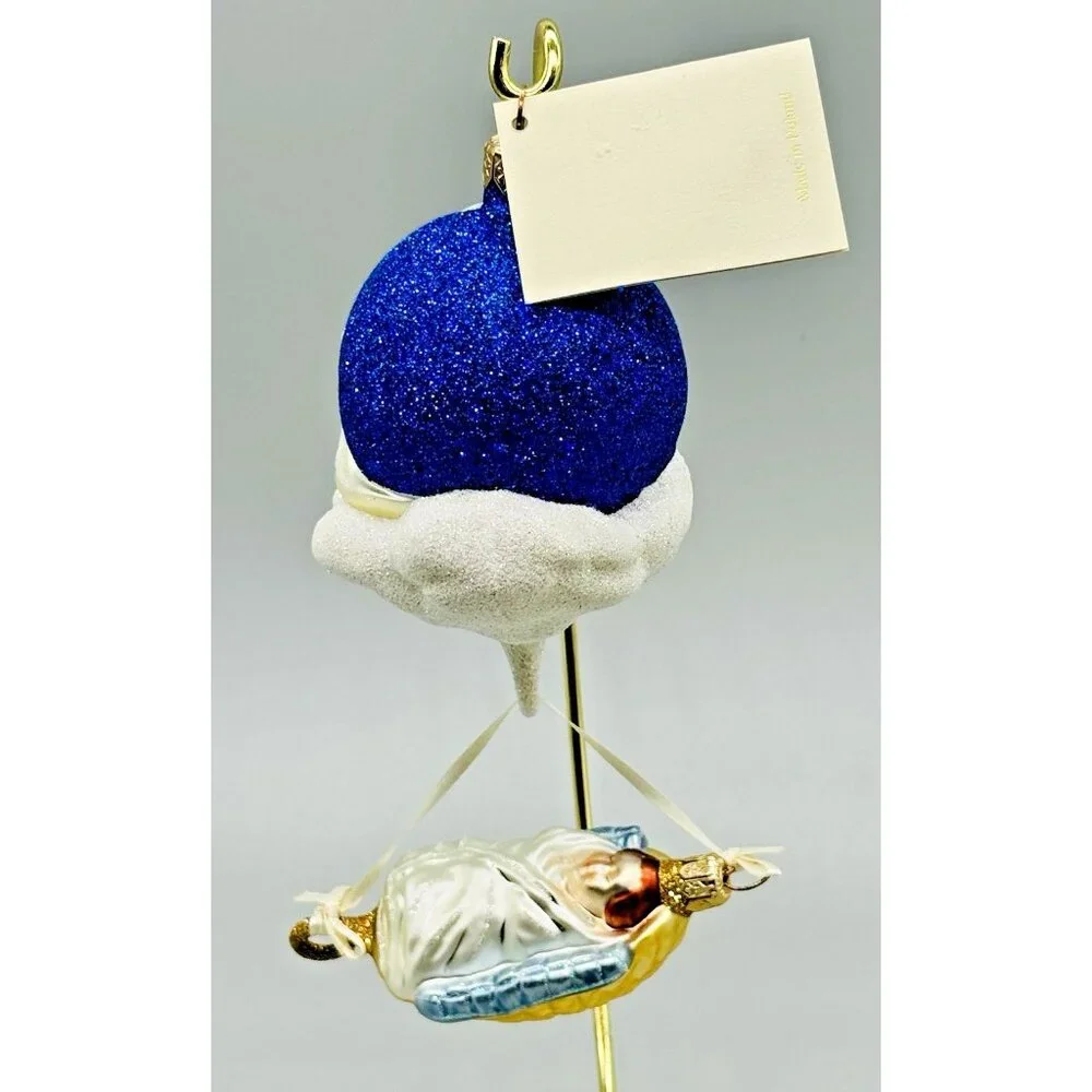 Patricia Breen See Him Sleep Glittered Sky 1999 2 piece‎ Christmas Ornament 9935